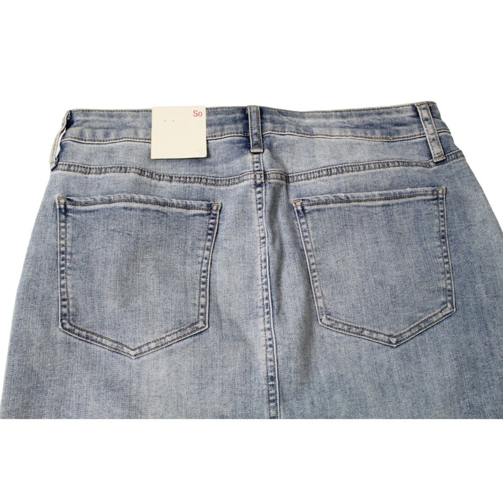 SO Denim Skirt Junior Size 11 Distressed Frayed Bottom Zip Fly NWT - Picture 7 of 8